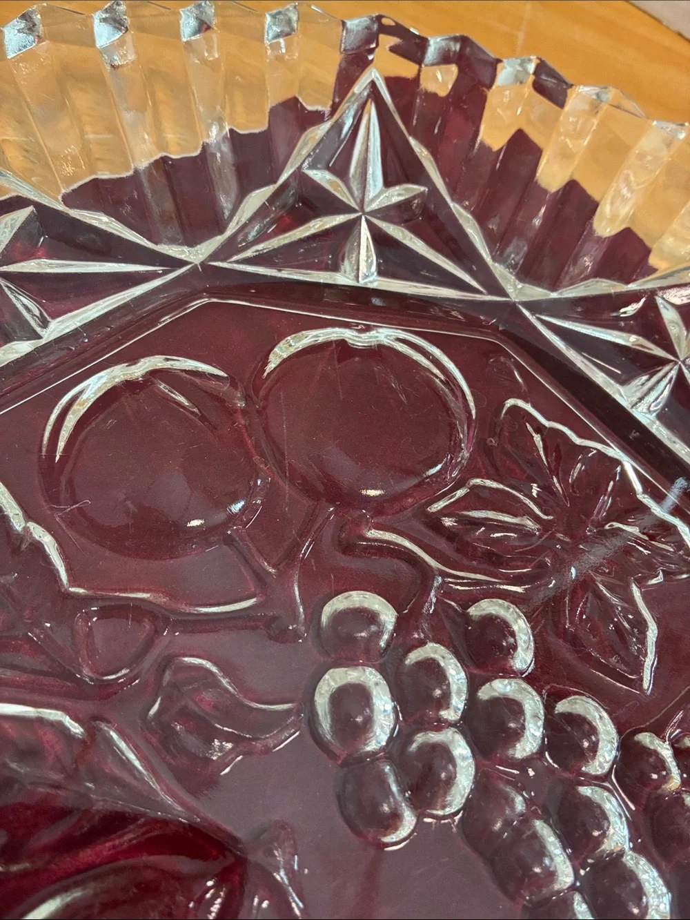 Federal Glass Fruit Motif Serving Dish - Clear